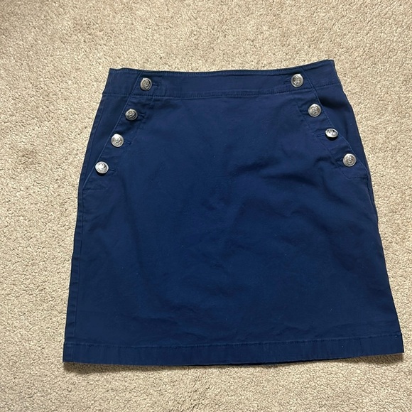 Loft Navy Sailor Skirt with Button Detail Size 6 - Picture 1 of 4